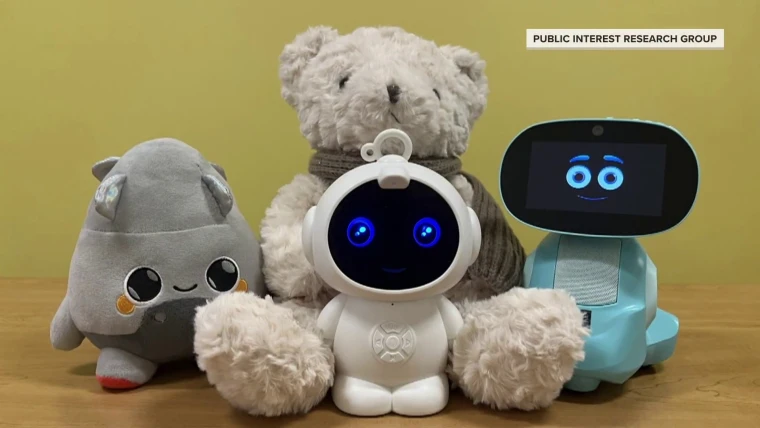 Child talking to robot teddy bear - AI kids' toys give explicit and dangerous responses in tests
