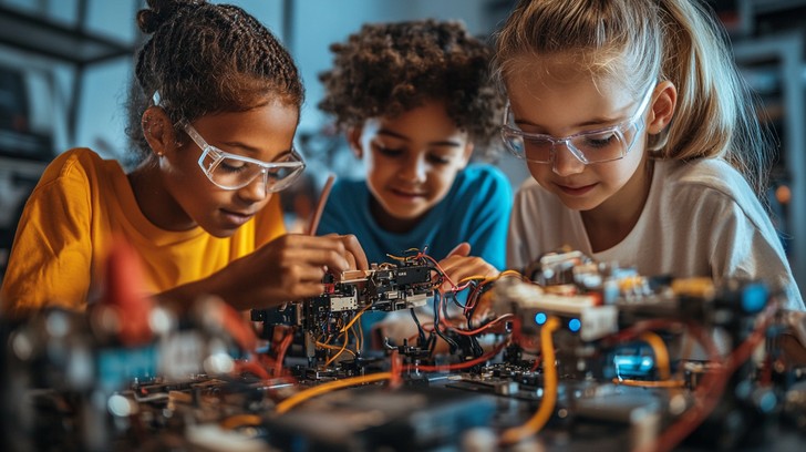 students building robot - Free Kids Building Robot Image - Children, Electronics, Teamwork ...