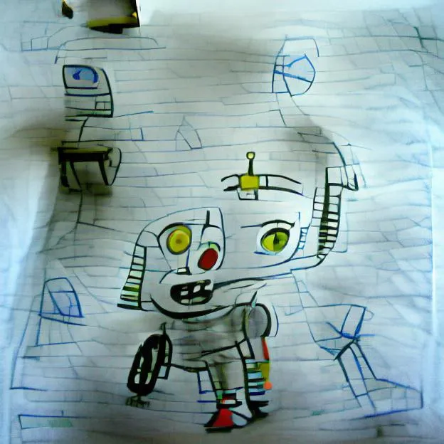 child drawing with robot - Robot child's drawing - Simple Robot Image