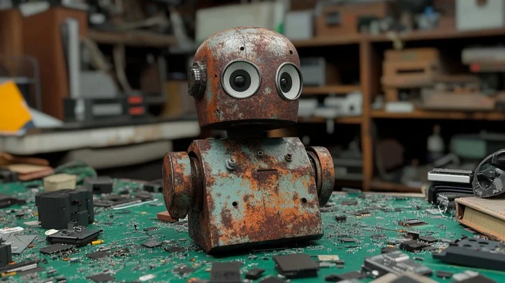dismantled humanoid robot on workshop bench - Free Rusty Robot Portrait Image - Robot, Rusty, Workshop ...
