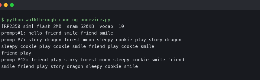 Walkthrough: running on-device TinyLlama on an RP2350 for offline toy dialogue