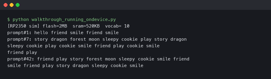 Walkthrough: running on-device TinyLlama on an RP2350 for offline toy dialogue